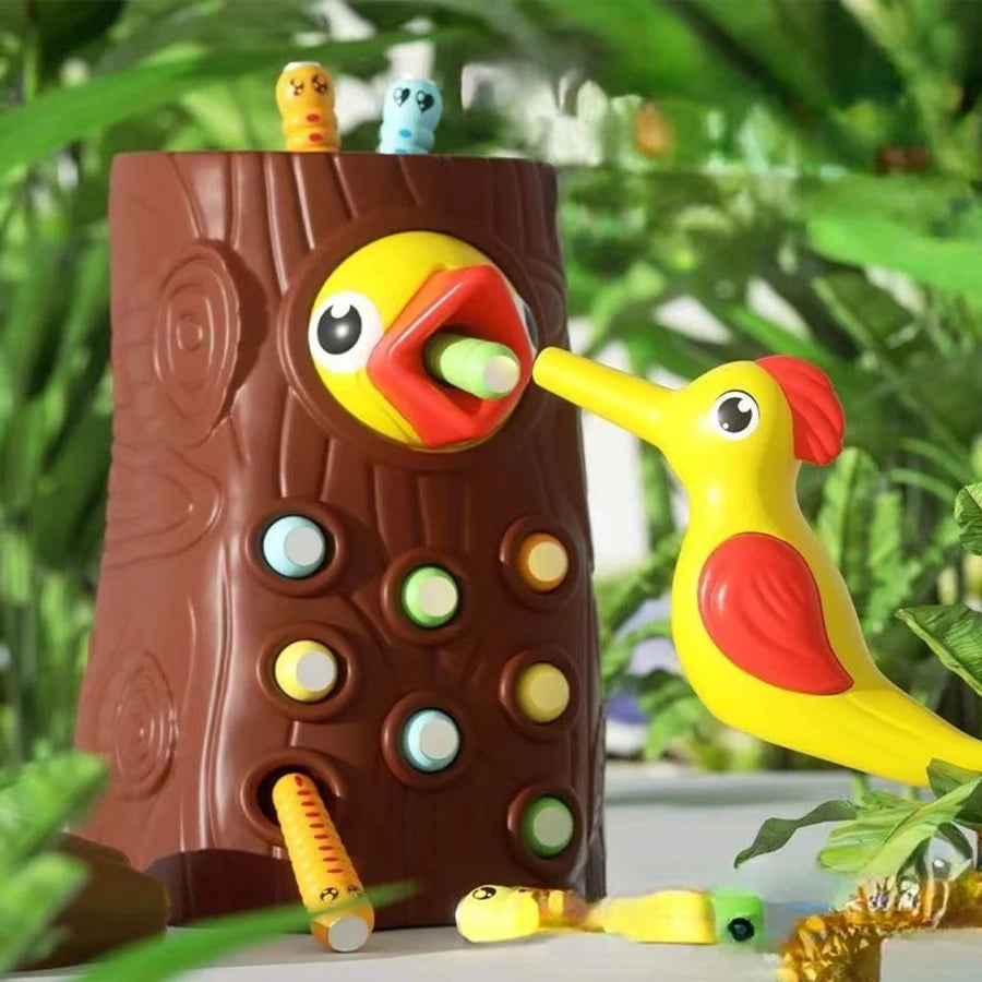 Juguetes Educativos Montessori para niños, pájaro carpintero, juguete de gusanos para atrapar, juegos magnéticos para el desarrollo de Babi, tablero ocupado