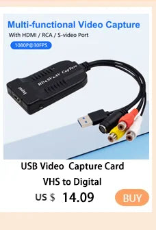 Tarjeta de captura de video USB Easy Cap VHS VCR Mini DV Hi8 Convertidor de DVD a digital RCA/S-video a USB 2.0 Captura de audio y video