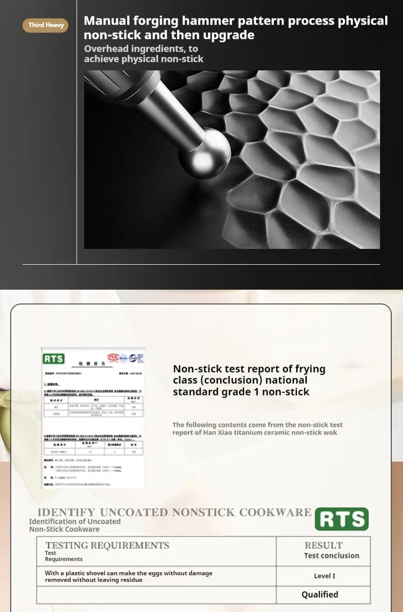 26/28/30cm German Pure Titanium Frying Pan Non-stick Frying Pan Uncoated Fish Scale Hammer Pattern Titanium Alloy Cookware