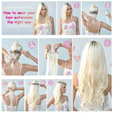 Extensões de cabelo ondulado com clipes conjunto de 6 peças - 55cm com presilhas