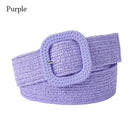 Bohemian Braided Belts for Women Summer Patchwork Straw Woven Belt Wide Waistband Fashion Female Square Buckle Waist Belt