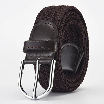 Elastic Nylon Unisex Casual Knitted Pin Buckle Jeans Belt Woven Canvas Elastic Expandable Stretch Waistband for Women Men Girdle