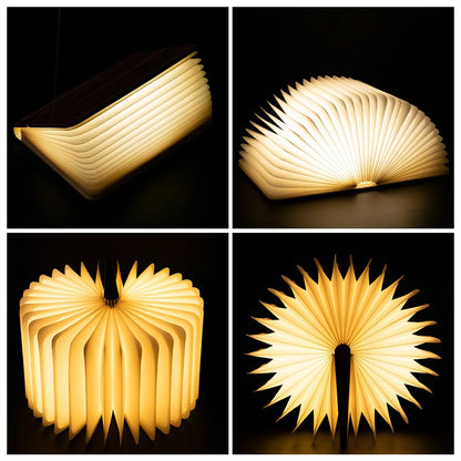 Led livro de madeira lâmpada crianças luz leitura usb lâmpada mesa cabeceira 3 cores quarto arte decoração luz da noite para crianças presente aniversário