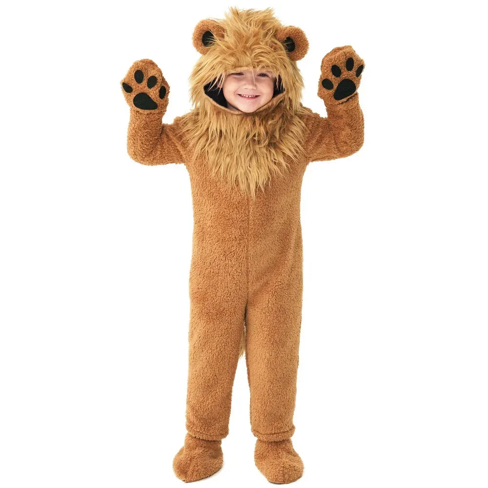 Kids Boys and Girls Animal Themed King Lion & Fox Halloween Costumes Suitable for Stage Performances Jumpsuits