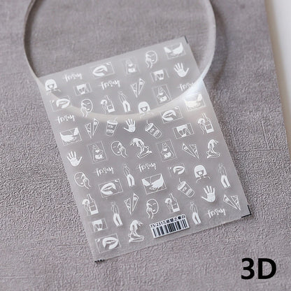 Blue Starry Night 5D Soft Embossed Relief Self Adhesive Nail Art Decoration Stickers Dressy White Stars 3D Manicure Decals Woman