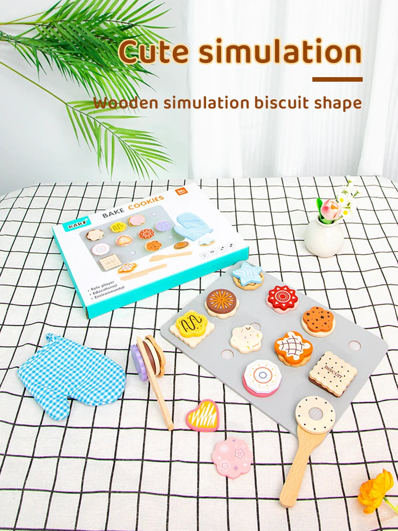 Juego de cocina de madera Montessori con platos y accesorios, ideal como regalo para niños pequeños a partir de 3 años.