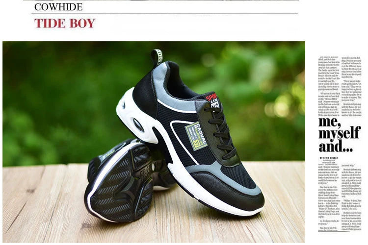 Zapatillas de running para hombre, transpirables, con amortiguación de aire, con cordones, antideslizantes, para exteriores