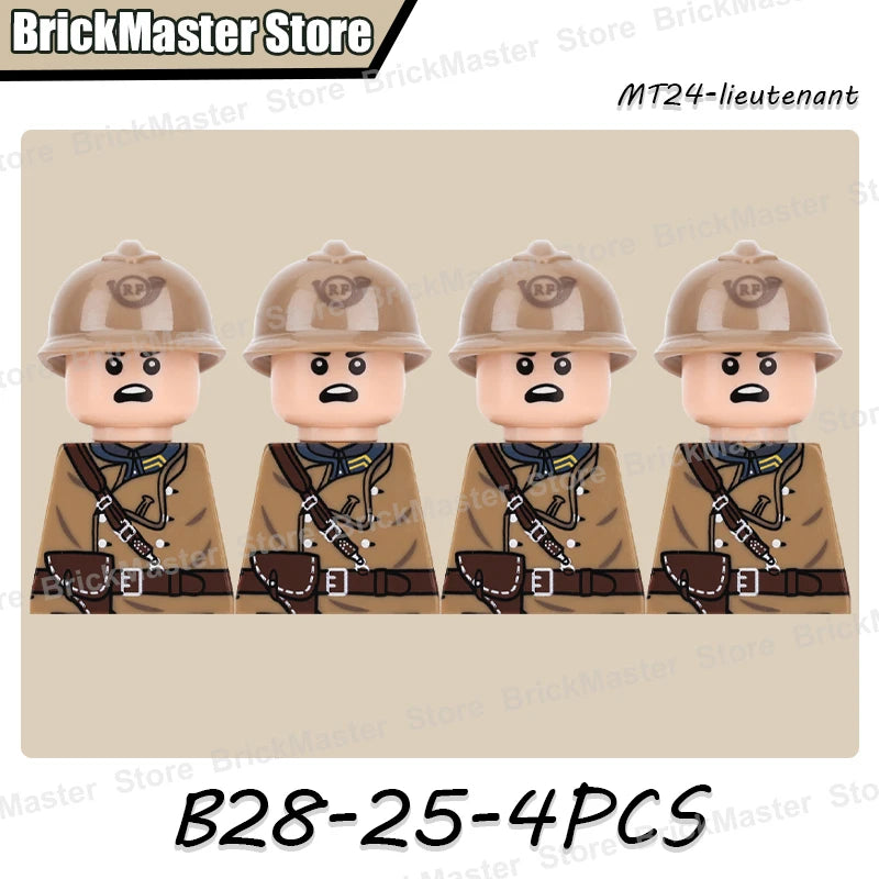 WW2 French Soldier Figure Building Blocks Military War Weapon Medical Officer Army Infantry Warrior Cavalry Gun Bricks Toy Gifts