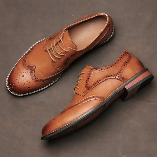 Size 7~13 Brogue Dress Shoes Men's Wedding Leather Formal Shoe Male