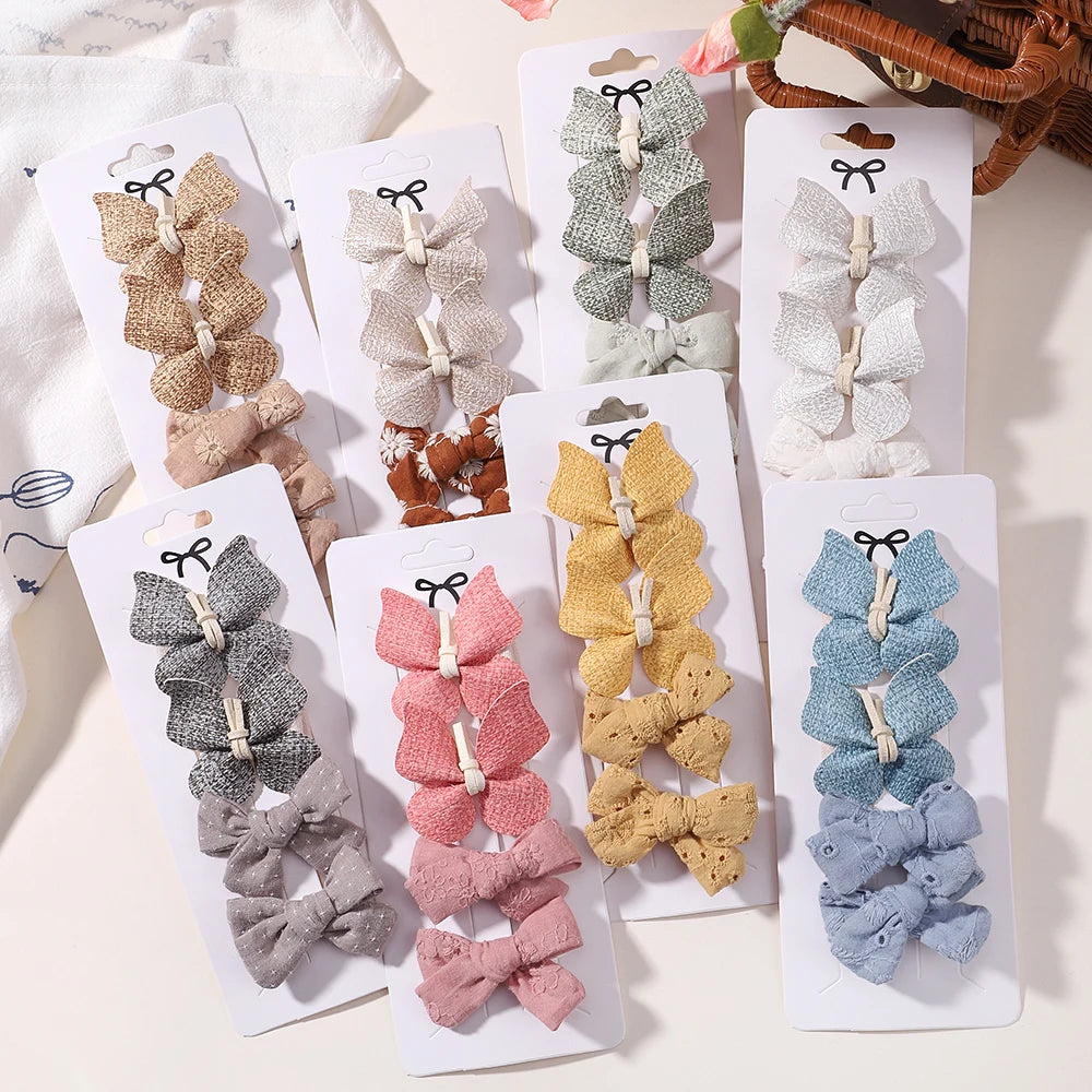 4Pcs/set Cute Baby Girls Knitting Headwear Handmade Crochet Butterfly Alloy Hairs Clips Kids Hairpins Fashion Desgin Headwear