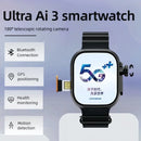 New Ultra Ai 3 Android Smartwatch 4G full network sim Card GPS WIFI 180°Hd Camera APP Download health monitoring Smart Watch Men