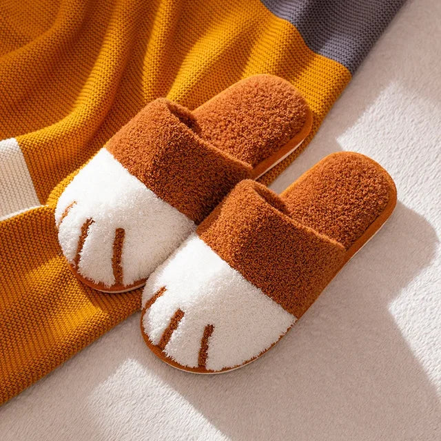 2023 New Cute Cat Claw Cotton Slippers Couple Thickened Warm Plush Slippers Women Indoor Autumn Winter Home Slippers 