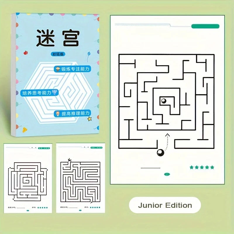 Maze puzzle book: Brain-challenging toy for boys and girls - Maze, logic games, and concentration exercises - Children's gift