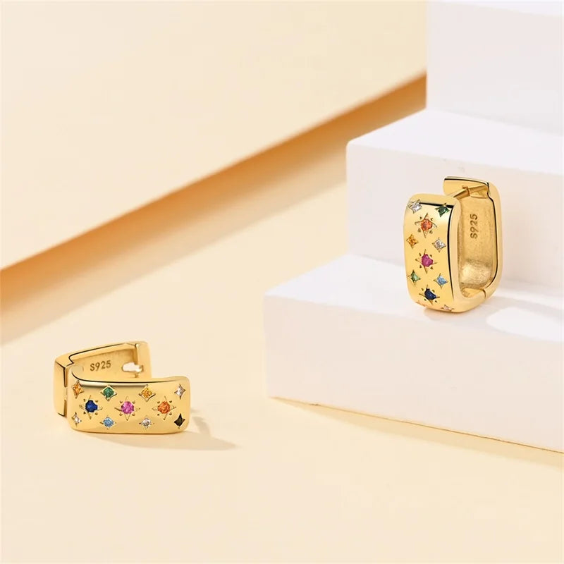 Clássico 925 Brincos de Prata para Mulheres, Estrelas, Luas, Pérolas, Abelhas, Argola Dourada, Noivado, Aniversário, Presente Joalheria Fina