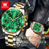 OLEVS 2870 Men's Watch Top Brand Luxury Watch for Men Original Waterproof Stainless Steel Chronograph Moon Phase Date Rota Dial