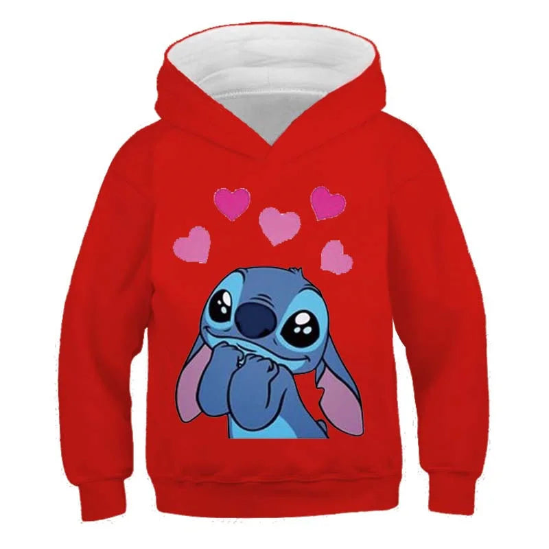 New Stitch Hoodies Girls Sweatshirt Autumn And Winter Long Sleeve Harajuku Pullovers Disney Series Stich Casual Hooded Tops