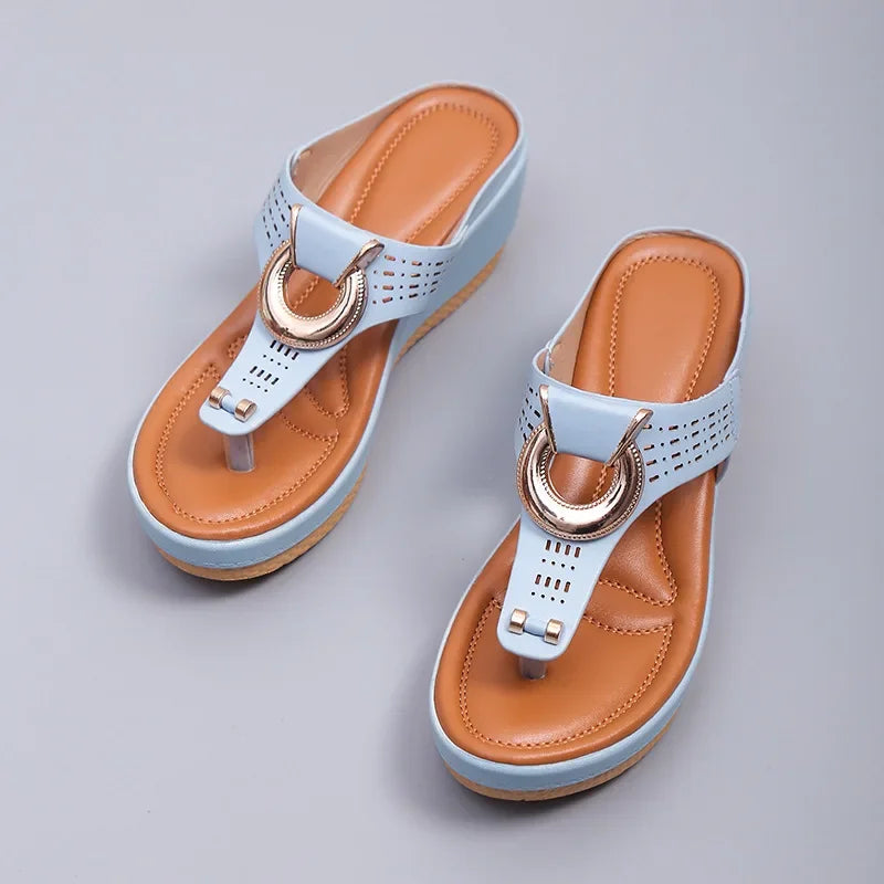 Women New Summer Sandals Open Toe Beach Shoes Flip Flops Wedges Comfortable Slippers Cute Sandals  Femme Plu Size 35~43