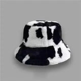 Winter Rabbit Plush Fisherman Hats for Women Girl Bucket Hat Windproof Leopard Soft Faux Fur Wide Brim Lady Women Artist Cap