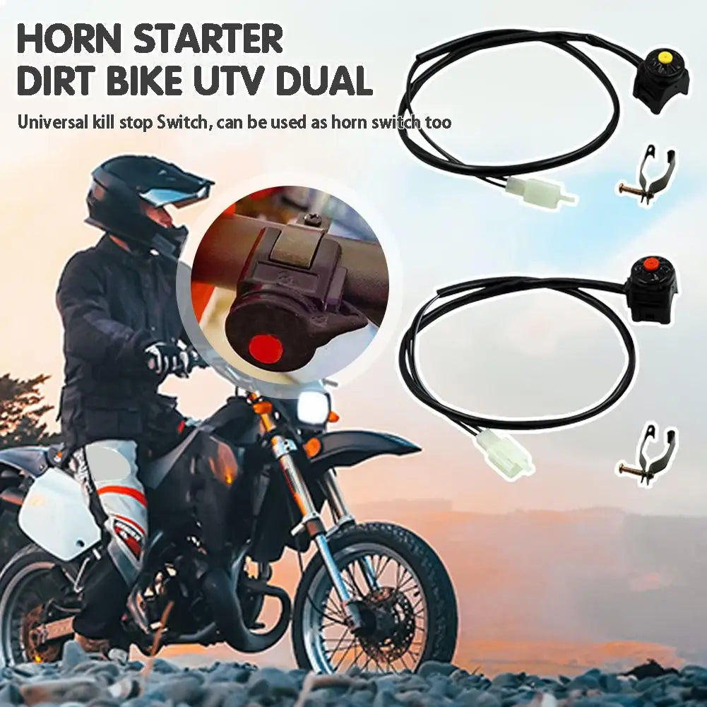 Universal Motorcycle Kill Stop Switch Red Push Button Horn Starter Dirt Bike ATV UTV Dual Sport For 22mm Handlebar Mounted Bars