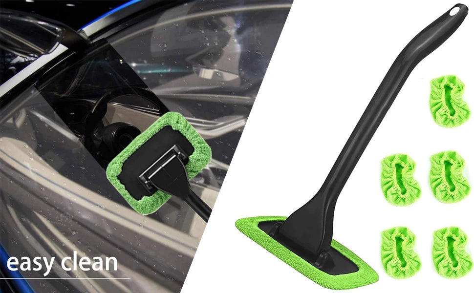 Windshield Cleaning Tool Windshield Cleaning Rod Automatic Window Cleaner,5 Reusable Cloth Pads for Automotive Interiors