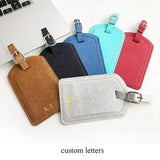 Custom Letters Saffiano PU Leather Luggage Tag Wholesale Personalize Initial Travel Accessories Women Men Suitcase Name Card Tag