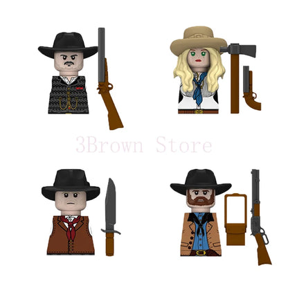 MOC Medieval Building Blocks Castle Knight Western Cowboy Historical Army Cavalry Horse Soldier Gun Kid Toy Gift Brick DIY S040