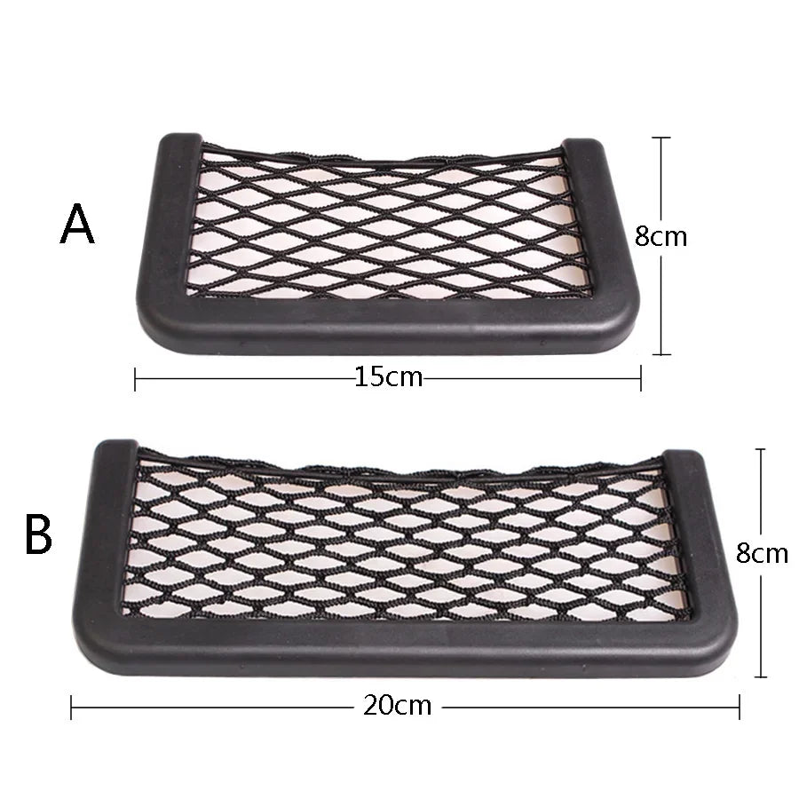 Car Organizer Mesh Storage Bag Net Pocket Mobile Phone Holder Auto Accessories Multi Function Car Storage Net Pocket