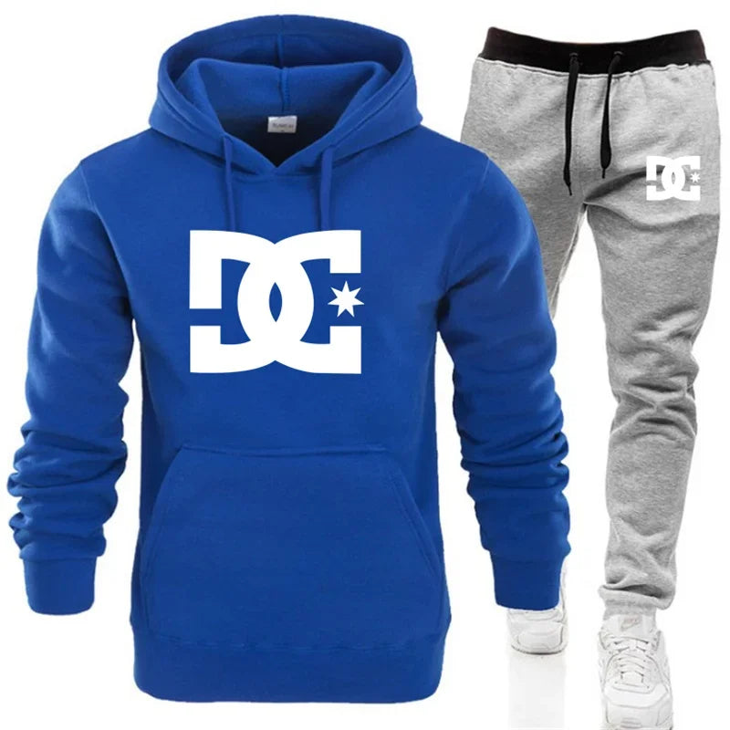 New men's autumn and winter hooded sweatshirts, sportswear, outdoor fashionable jogging couple pullovers and trousers two-piece