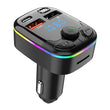 Bluetooth 5.0 Car FM Transmitter, Hands-Free, Dual USB, 3.1A Fast Charger, Ambient Light, Cigarette Lighter, Car Interior Accessories 