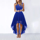 Hollow-outch Chiffon Dress Dinner Lace Dress Women's Elegant Temperament British Style High-waisted Sleeveless Round-neck Dress
