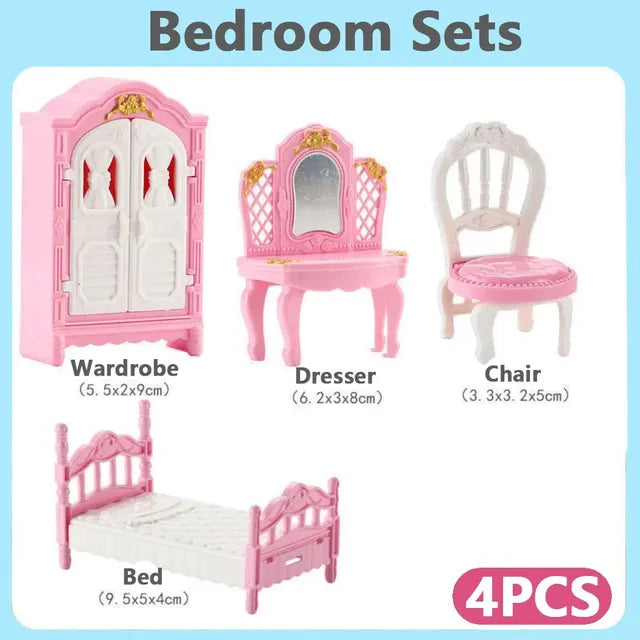 Casa de muñecas en miniatura rosa kawaii para niños, muebles, accesorios, juguetes, utensilios de cocina para niñas, regalos, 10 artículos por lote, linda oferta. 