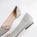 Women Flats Pink Black Pure Color Plus Small Size 33 34 Large 41 42 43 44 Suede Leather Pointed Toe Office Lady Flat Heel Shoes