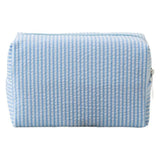 Stripe Seersucker Cosmetic Bag Fashion Women Cosmetic Bag Zipper Storage Makeup Case Traveling Pouch Organizer for Lady