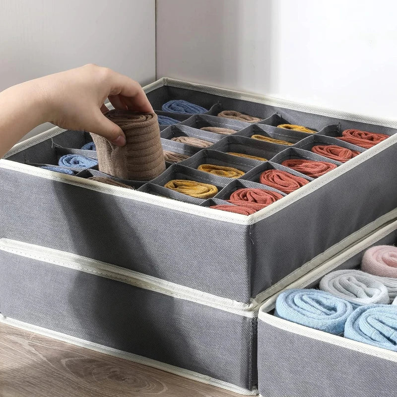 Organizador para ropa interior, calcetines, sujetadores, pantalones, bufandas, corbatas, caja de almacenamiento, organizador de cajones para armario, estuche plegable para organizador de ropa interior.
