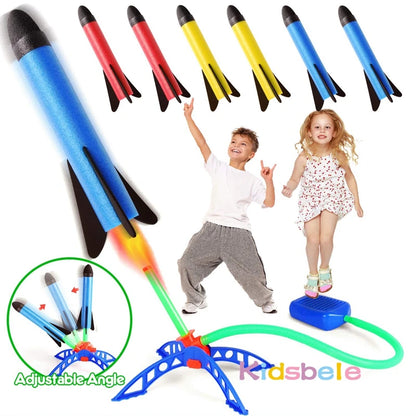 Lanzacohetes de aire para niños, bomba de pie, juego deportivo, juego de salto y pisoteo, juego de juguetes para niños al aire libre, lanzacohetes a presión, juegos de pedales 