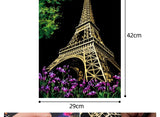 2 Sheets Scratch Paper Art Kit DIY Craft World Landmarks Animals City Scene Stylus Drawing Toy Adult Stress Relief Creative Gift