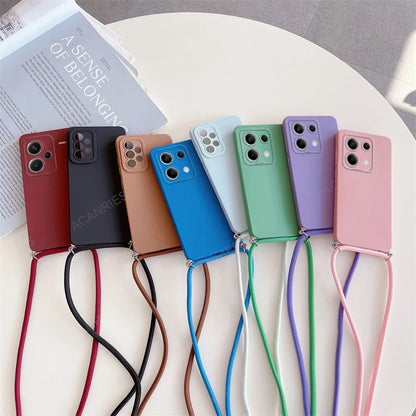 Funda con cordón cruzado para Xiaomi Redmi Note 13 Pro Plus 4G 5G, funda trasera de silicona con cordón para Poco X6 M6 Pro, Note 13 Pro y MX 6 X6 Pro