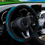 PU Carbon Fiber Leather Car Steering Wheel Cover without Inner Ring Suitable for 14.5-15 Inches Auto Supplies