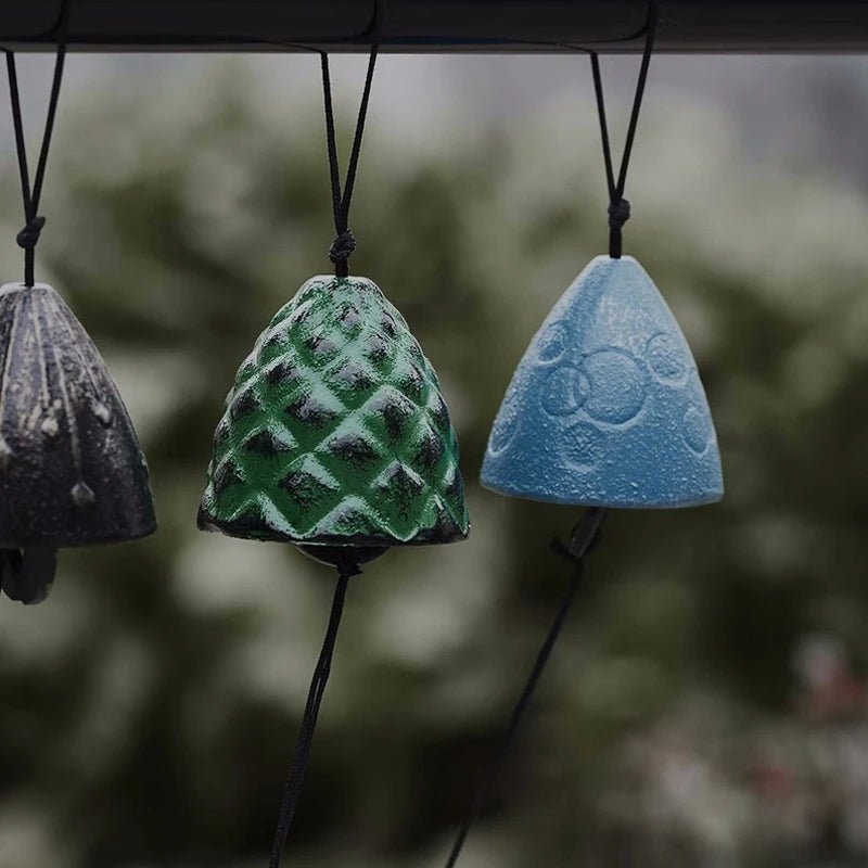 Japanese Wind Chimes Cast Iron Feng Shui Wind Bells Good Luck Hanging Pendant Indoor Outdoor Temple Home Garden Decoration