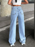 Women's High Waisted Baggy Jeans Denim Pants Y2K Aesthetic Vintage Design Loose Fit Comfortable Female Daily Casual Clothing