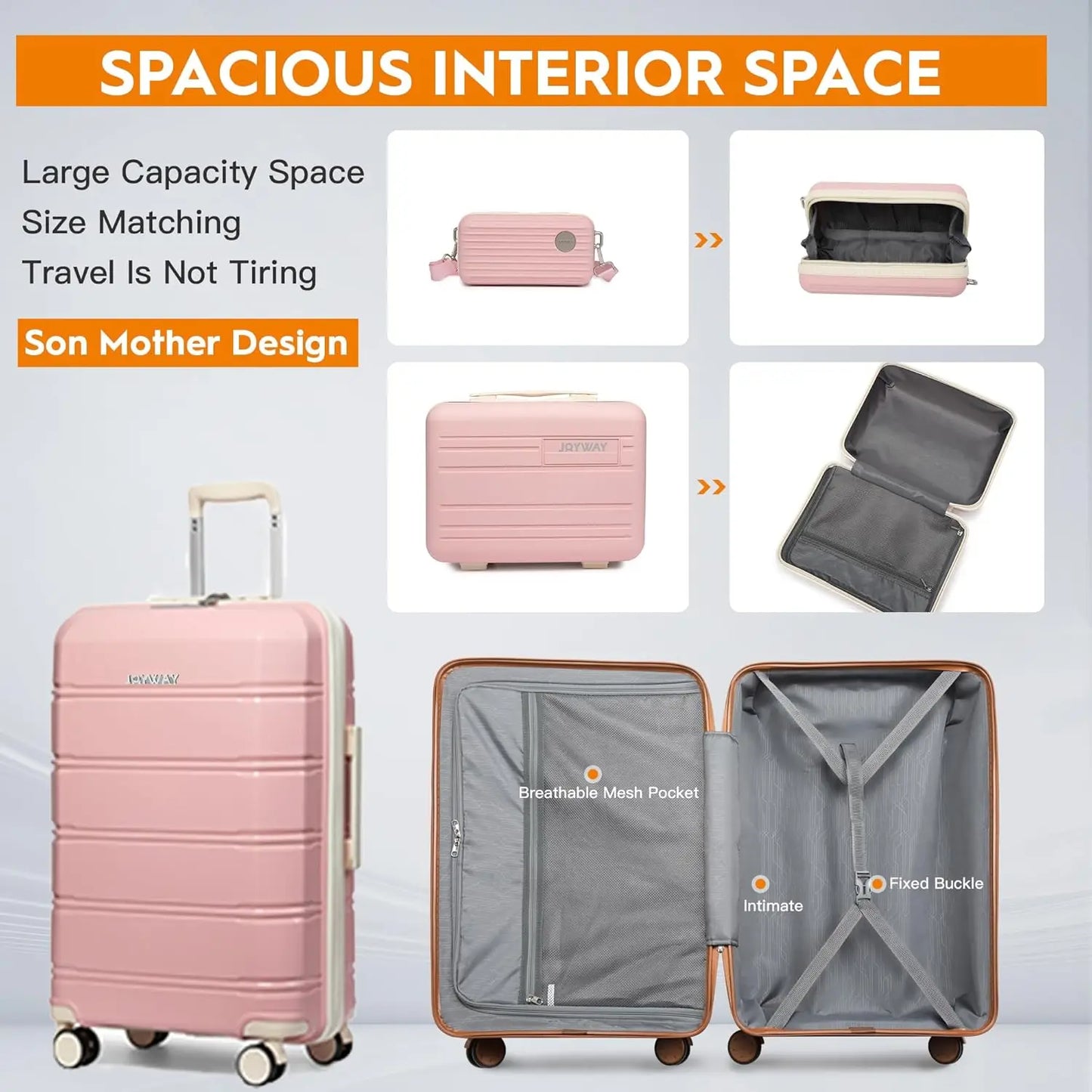 Joyway Travel Luggage Sets, Stylish Carry On Checked Suitcase Set,Sturdy Durable Scratch-resistant,TSA Lock,Spinner Wheels