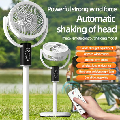 Floor Circulating Fan 6000 mAh Large Capacity Camping Fan With Remote Control Rechargeable Floor-standing Fan Adjustable Height