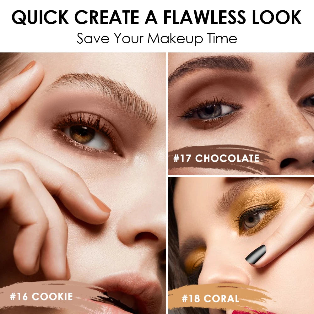 FOCALLURE Lápiz de sombra de ojos perlado de 24 colores, resistente al agua, con brillo, pigmento brillante, delineador en barra, herramientas de maquillaje