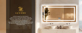 LUVODI Large Illuminated Bluetooth Bathroom Mirror Rectangle Anti-fog LED Bathroom Vanity Mirror with Bluetooth Speaker 3 Color