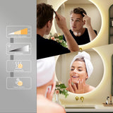 Round LED Bathroom Mirror with Lighting and Anti-Fog, Dimable Wall Makeup mirror Built-In fuse for Bathroom Makeup mirror