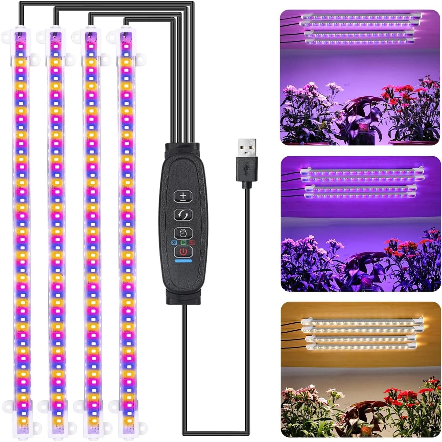 Lámpara LED de cultivo para interiores de 3 colores, USB, DC5V, temporizador, fitolamp para plantas, bombilla LED regulable, fitolamps de espectro completo, hidroponía 