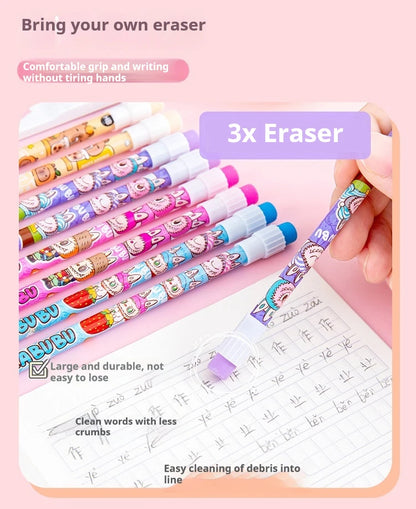 10Pcs/Lot Cute Cartoon HB Pencil With Big Rubber Kawaii Capybara Pony Pencils Student Kids Writing Pen School Stationery Gifts