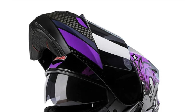 BLD Modular Motorcycle Full Face Helmet ECE Flip-up Double Anti-Fog Visor Purple Bird Sport Design In Stock Adult Men and Women