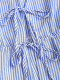 Women's Sets Two 2pcs Sale Summer V Neck Sleeveless Lace Up Vests&High Elastic Waist Striped Wide Leg Pant Suits OUYW-25014