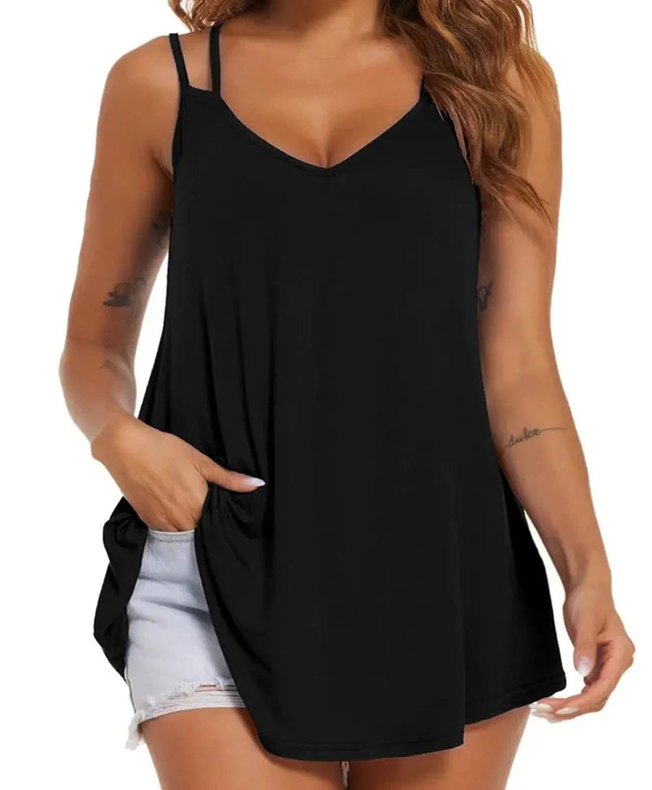 Plus Size 2024 Solid Color Halter Top Backless Vest